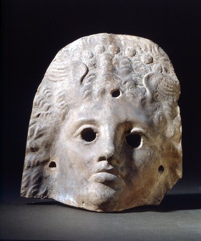 Maske für Tragödien in der römischen Ära. Museo della Scala, Mailand von Roman Roman