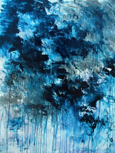 Dynamische blaue Abstraktion von Ron Halfant