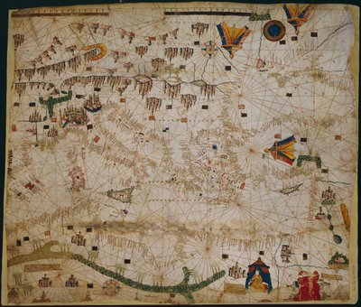 Seekarte des Mittelmeers und des Schwarzen Meeres, 1440er von Rossell