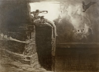 Die Befreiung des Prometheus (Radierung) von Rudolf Jettmar