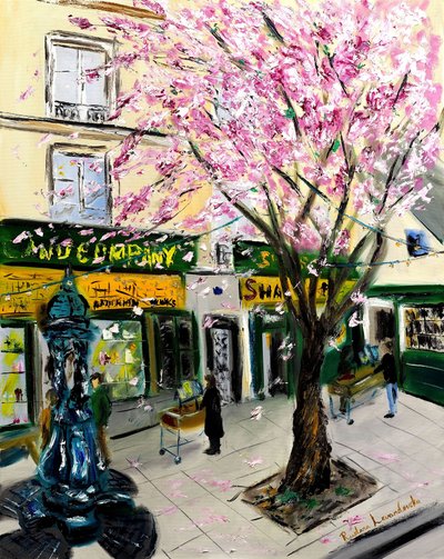 Kirschblüten bei Shakespeare und Co Paris - mit Goldverzierung von Ruslana Levandovska