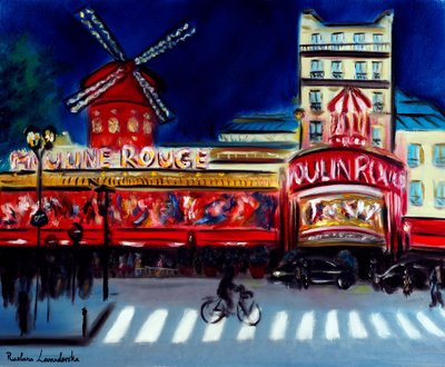 Moulin Rouge Abend Paris, 2024 von Ruslana Levandovska