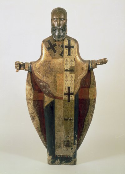 Statue des heiligen Nikolaus von Mozhaisk, russisch, spätes 16. Jahrhundert von Russian School