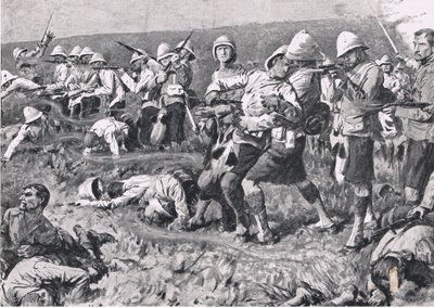 Majuba Hill, 27. Februar 1881 (1. Burenkrieg), Illustration aus Britische Schlachten zu Land und zu Wasser, 1915 von S. Begg