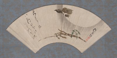Erntemond und Rabenbohne mit Haiku von Sakai Hoitsu
