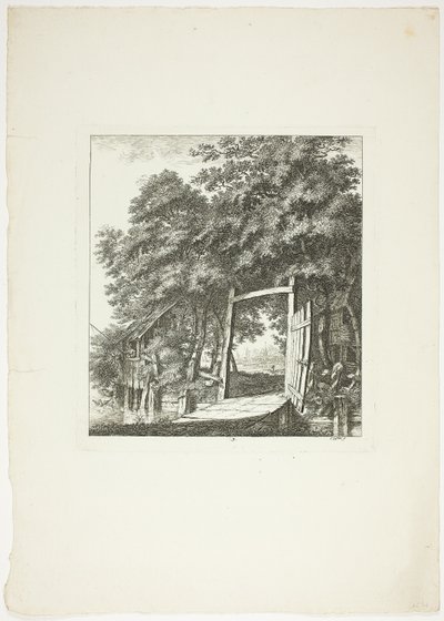 Angeln aus einem Fenster, Platte drei aus Paysages Dédiés à M. Warelet von Salomon Gessner