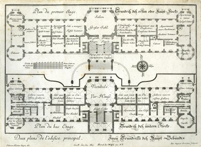 Grundriss von Erd- und Hauptgeschoss des oberen Schlosses von Salomon Kleiner