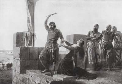 Alonso de Guzman wirft seinen Dolch zu Don Juan von Salvador (after) Martinez Cubells