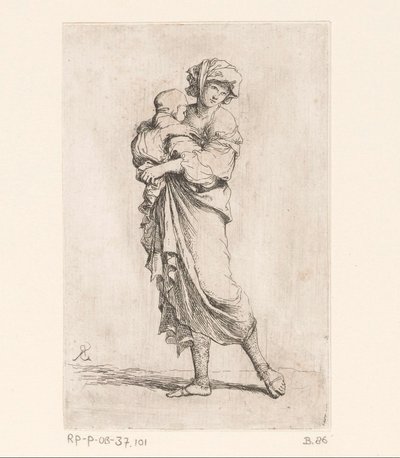 Frau mit einem Kind von Salvator Rosa