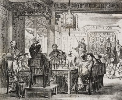 Ein reiches chinesisches Bankett, Lithographie von Salvatore Puglia aus Poliorama Pittoresco, Nr. 11, 19. Oktober von Salvatore Puglia