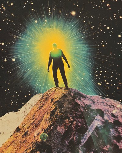 Einsame Figur Kosmischer Glanz von Samantha Hearn
