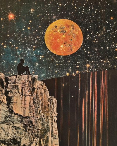 Mann Unter Orangem Mond von Samantha Hearn