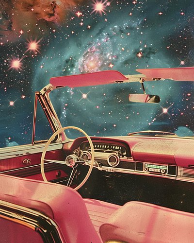 Retro Auto Galaxiefahrt von Samantha Hearn