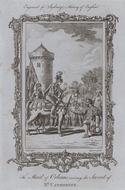 Die Jungfrau von Orléans erhält das Schwert der Heiligen Katharina (Gravur) von Samuel (after) Wale