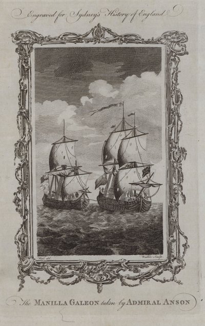 Die Manilla Galeone von Admiral Anson erobert (Gravur) von Samuel (after) Wale