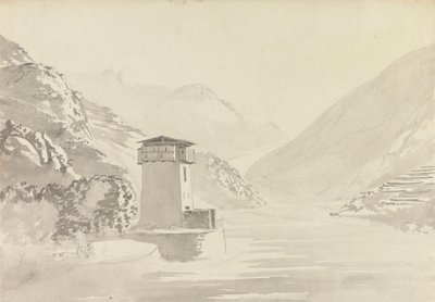 Blick von der Brücke bei Wandepore [Wangdu Phodrang] von Samuel Davis