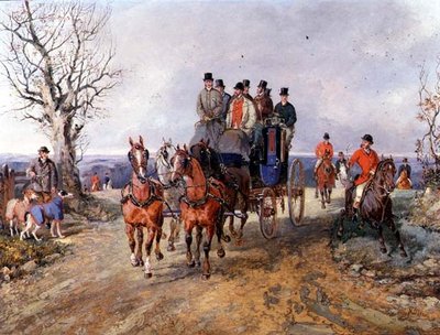 Eine Kutsche und vier Pferde auf der offenen Straße von Samuel Henry Alken