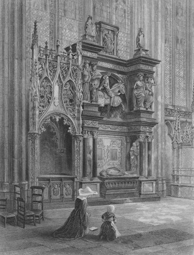 Grab von Louis de Breze, Kathedrale von Rouen (Gravur) von Samuel John Hodson