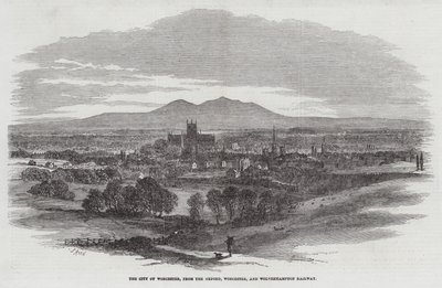 Die Stadt Worcester, von der Oxford, Worcester und Wolverhampton Eisenbahn von Samuel Read