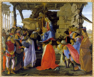 Anbetung der Heiligen Drei Könige, Darstellung der Mitglieder der Medici-Familie von Sandro Botticelli