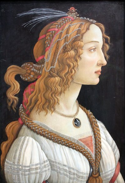 Idealisiertes Porträt einer Dame (Porträt von Simonetta Vespucci als Nymphe) von Sandro Botticelli