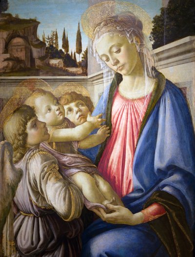 Madonna mit Kind und zwei Engeln von Sandro Botticelli