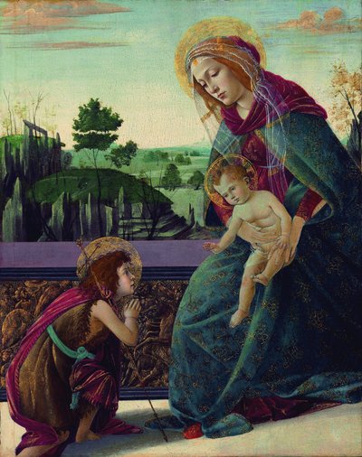 Die Madonna und das Kind mit dem jungen Johannes dem Täufer von Sandro Botticelli
