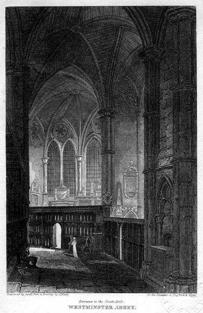 Eingang zum südlichen Seitenschiff, Westminster Abbey, London, 1816 von Sands