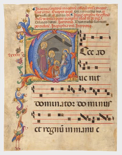 Initiale E: Die Anbetung der Könige, Blatt aus einem Graduale von Sano di Pietro