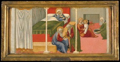 Die Geburt und Namensgebung des Heiligen Johannes des Täufers, 1450-60 von Sano di Pietro
