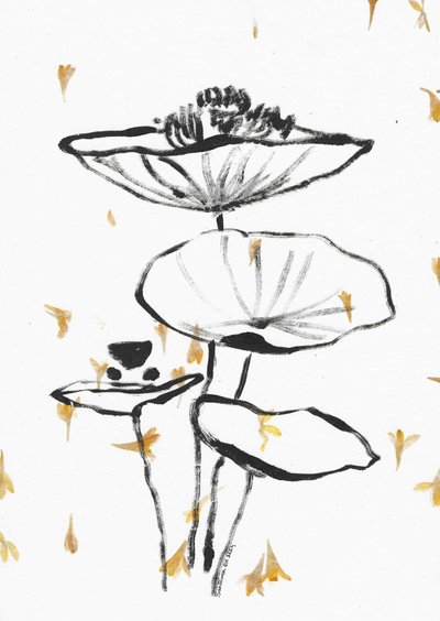 Fallender Goldener Lotus von Santhosh ch
