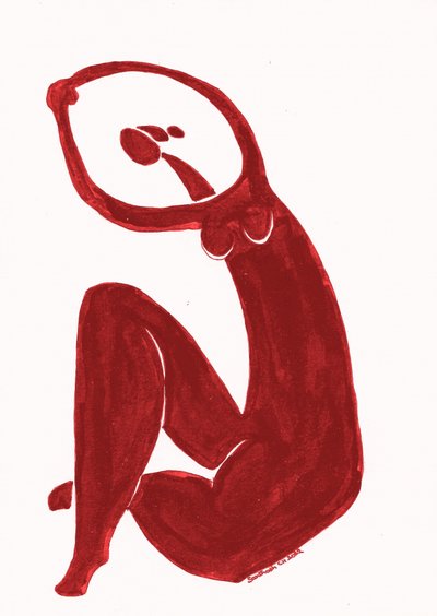 Sitzende rote Figur von Santhosh ch