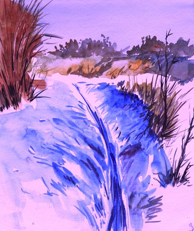 Verschneiter Winterbach von Santhosh ch