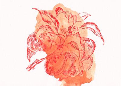 Aquarell-Pfirsichzweig von Santhosh ch