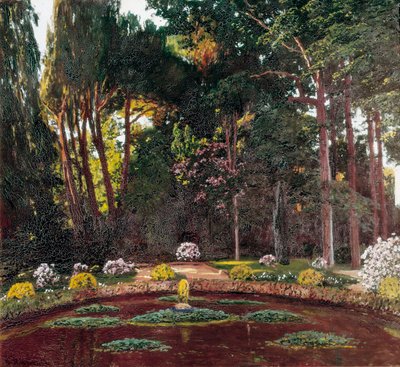 Jugendstil "Der Garten" (Arbucies). Gemälde von Santiago Rusinol y (i) Prats (1861-1931) Ende des 19. Jahrhunderts El Vendrell. Haus-Museum Pau Casals. von Santiago Rusinol i Prats