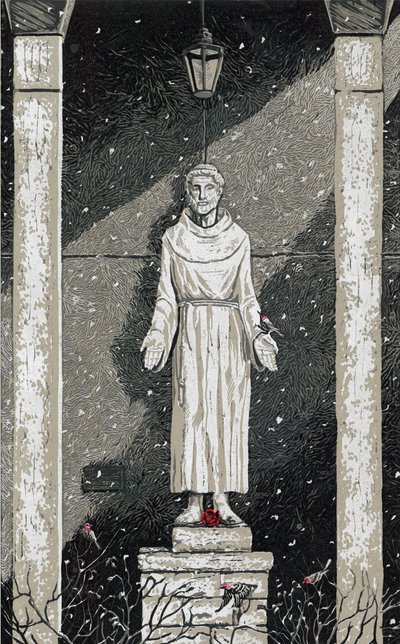 St. Franziskus im Schnee von Sarah Drummond