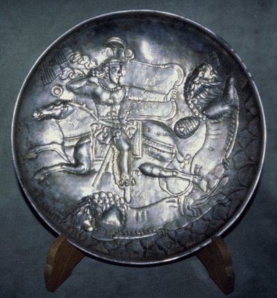Schale mit Darstellung von König Ardashir II. (r. 379-86), aus Sari, Mazandaran, ca. 380 n. Chr. von Sasanian School