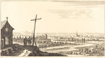 Landschaft mit Kirche und Stadt in der Ferne von Sébastien  Le Clerc I