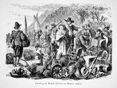 Landung niederländischer Kolonisten auf Staten Island, New York von School American