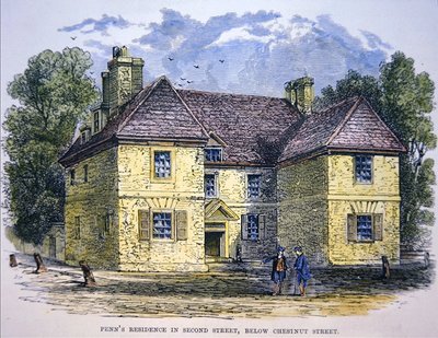 Wohnsitz von William Penn in der Second Street, unterhalb der Chestnut Street, Philadelphia von School American