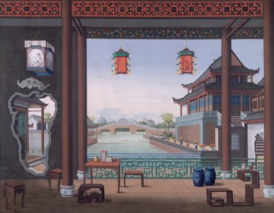 Zeichnung des Inneren des Hauses eines chinesischen Beamten von School Chinese