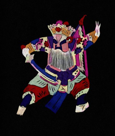 Männlicher Charakter der Pekinger Oper. Bemaltes Papierschnittbild oder "Jian Zhi", chinesische Volkskunst, Peking von School Chinese