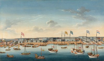 Die Hongs in Kanton, ca. 1780 von School Chinese