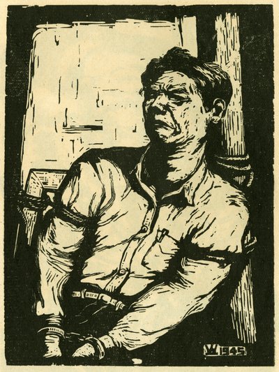 Wang Shu-is Kriegsgefangener. Holzschnitt, in „Woodcuts of war-time China 1937-1945“, Shanghai von School Chinese
