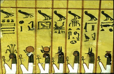 Altes Ägypten, Wandmalerei, Grab von Inherkhau, Theben, Grab der Adligen, 20. Dynastie, Sieben der zwölf Stunden der Nacht von School Egyptian