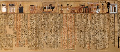 Ägyptische Antiquität: Totenbuch, Papyrus von Nebqed. Um 1400-1350 v. Chr. 18. Dynastie. Aus Theben. Länge 6,3 m. Paris, Louvre von School Egyptian