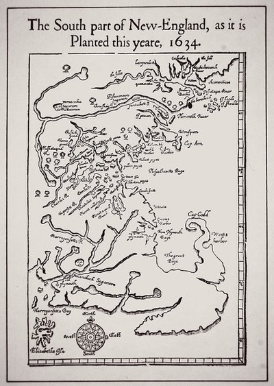 Südlicher Teil von Neuengland, wie er dieses Jahr 1634 bepflanzt ist von School English