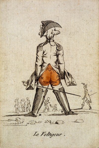 Alte Spielkarte: Das Herz-Ass - „Der Voltigeur“. Musée de la Carte à Ploucher, Issy-les-Moulineaux von School French