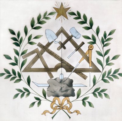 Darstellung der verschiedenen Freimaurer-Embleme von School French
