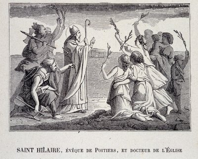 Heiliger Hilarius, Bischof von Poitiers und Kirchenlehrer, der 367 starb von School French